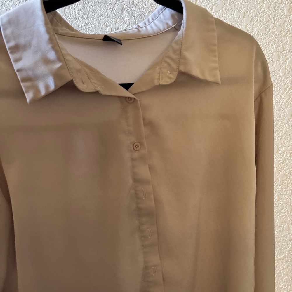 Tan Button-Up Blouse